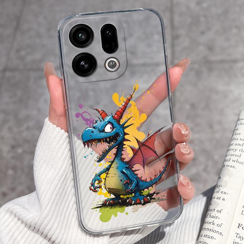 Suitable For Oppo Find X9 X7 X5 Pro X3 X2 Reno11 12 Pro Phone Cover Cute Panda Rabbit Pattern Transparent TPU Dustproof Protective Case For Oppo Shell