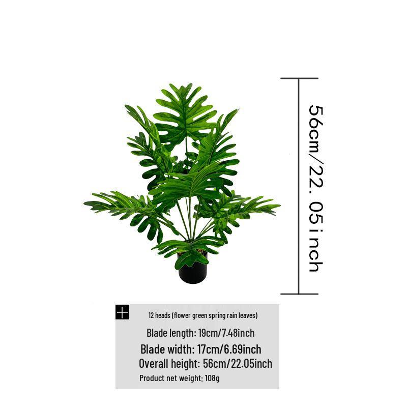 Highly Realistic Artificial Green Potted Plant with Spring Rain Leaves for Home, Living Room, or Garden Decor