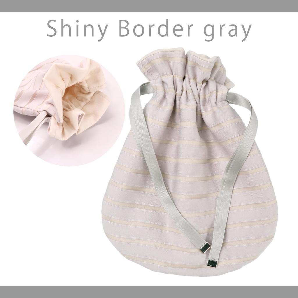 I Love Gauze Lace Drawstring Bag with Colored Gauze Made in Shiny Gray [Cluster] / Lining, Japan, Border,