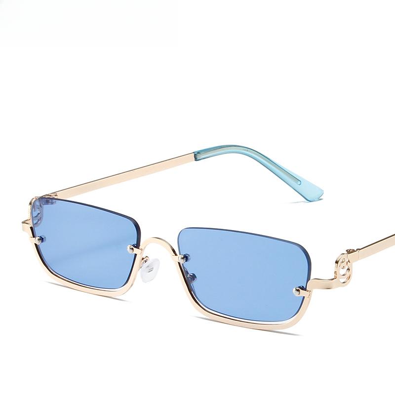 Fashion Small Square Women's Sunglasses Luxury Brand Metal Half Frame Sunglasses Woman Trend Vintage Black Pink Shades