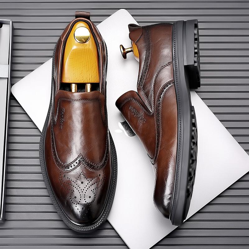 Handmade Mens Fashion Loafers Male Comfortable Walking Shoe Luxury Brand Dress Footwear Men Genuine Leather Mens Slip On Shoes