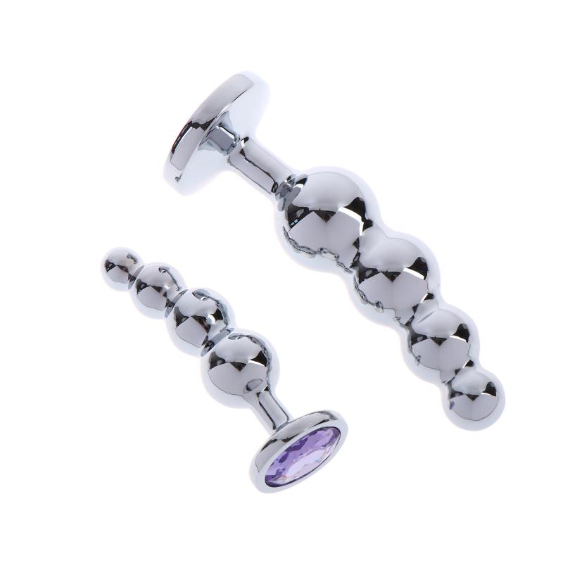 Metal Curved Anus Butt Plug,4 Beads Stimulating Anal Plugs Sex Toy, Prostate Massage,Analplug Buttplug Butplug With Jewelry Base