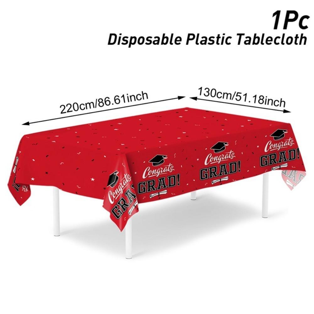 

PE Material Graduation Tablecloth Wear-Resistant Waterproof Plastic Disposable Table Cover Stars Design Graduation Cap красный