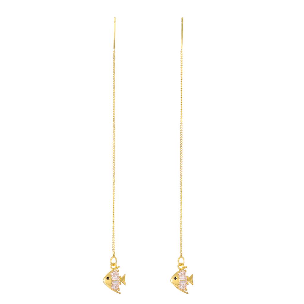 Roztomilé rybí navlékací náušnice s dlouhým střapcem pro ženy Dívčí řetízková náušnice ve zlaté barvě Nové módní šperky Dárek pendientes 2023