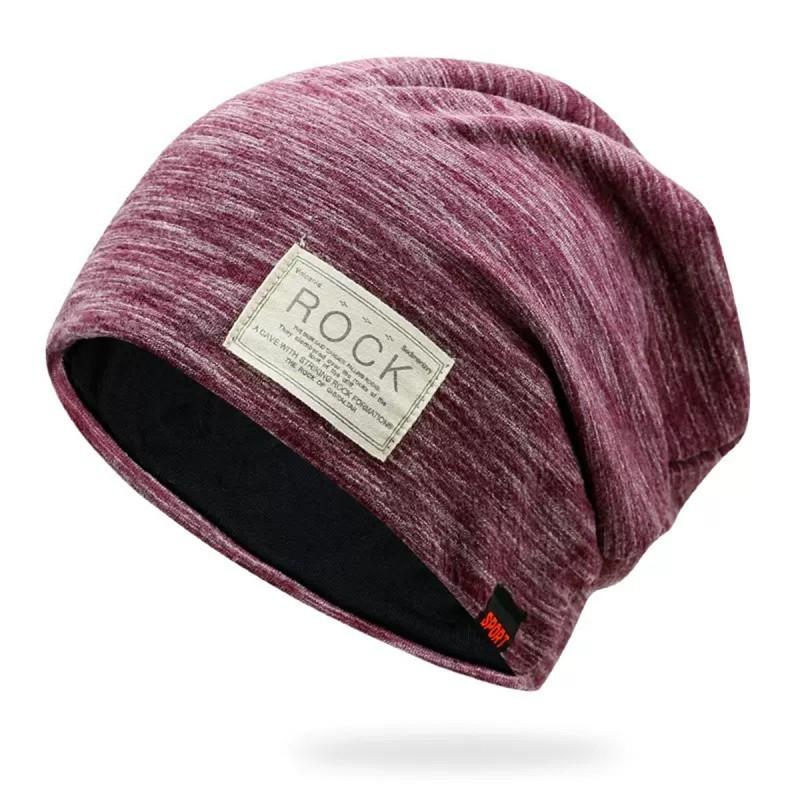 Unisex Cotton Beanie Hat Winter Warmth Soft Knit Slouchy Cap With Letter Print