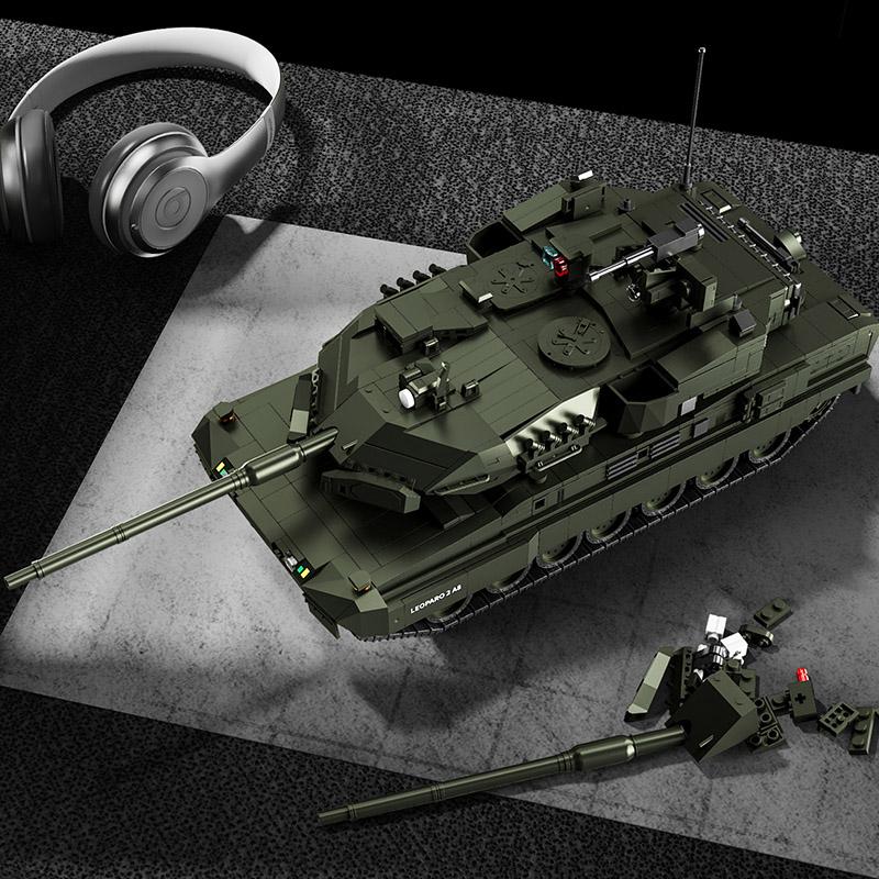 Military MOC 1/28 2306pcs Leopard 2A8 Army Main Battle Tank Building Blocks Bricks Modern Tank Set Toys For Children Boys Gifts