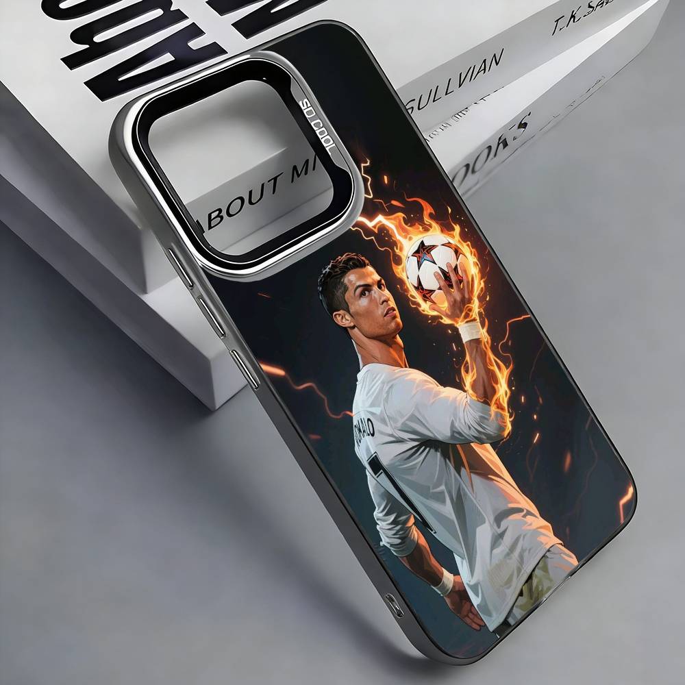 Football R-Ronaldo Colorful Silver Back Phone Case For IPhone 17 16 15 14 13 12 11 Plus Pro Max Plus