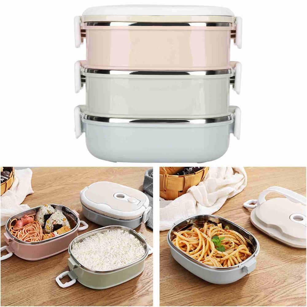 Stackable Design Stainless Steel Lunch Box Round Shape Insulated Lunch Container Outdoor Travel