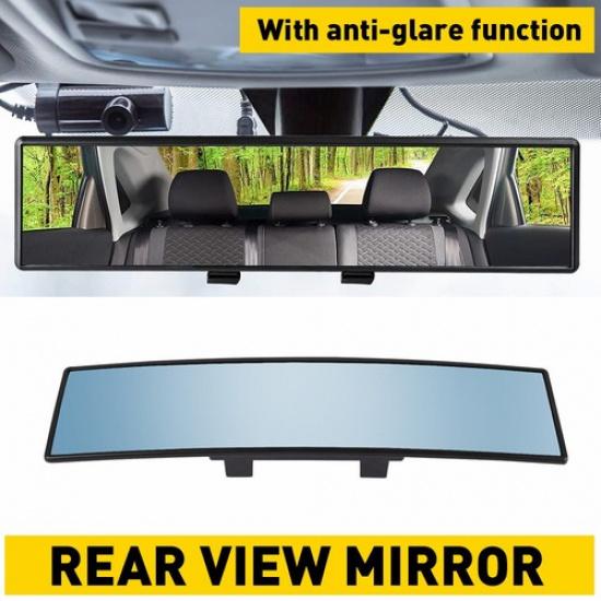 Universal AUXITO 270MM Wide Convex Interior Clip Rear On View Blue Tint Mirror