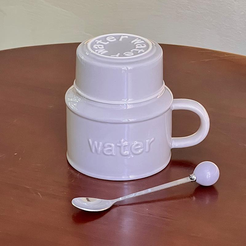 

Milk fufu large capacity ceramic kettle girls birthday gift girlfriend practical souvenir couple mug with lid 401-500ml