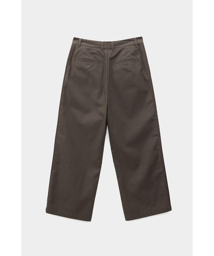YOUTH Double Trimming Wide Pants - Brown Check