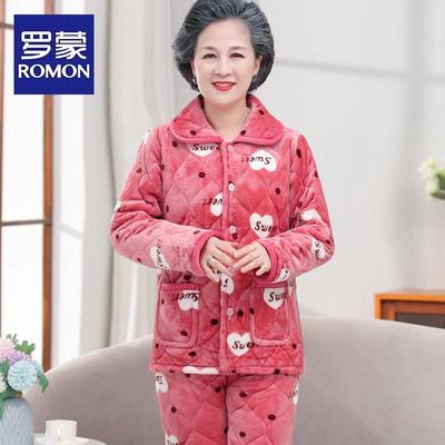 Women's Elderly Thermal Fleece Pajama Set