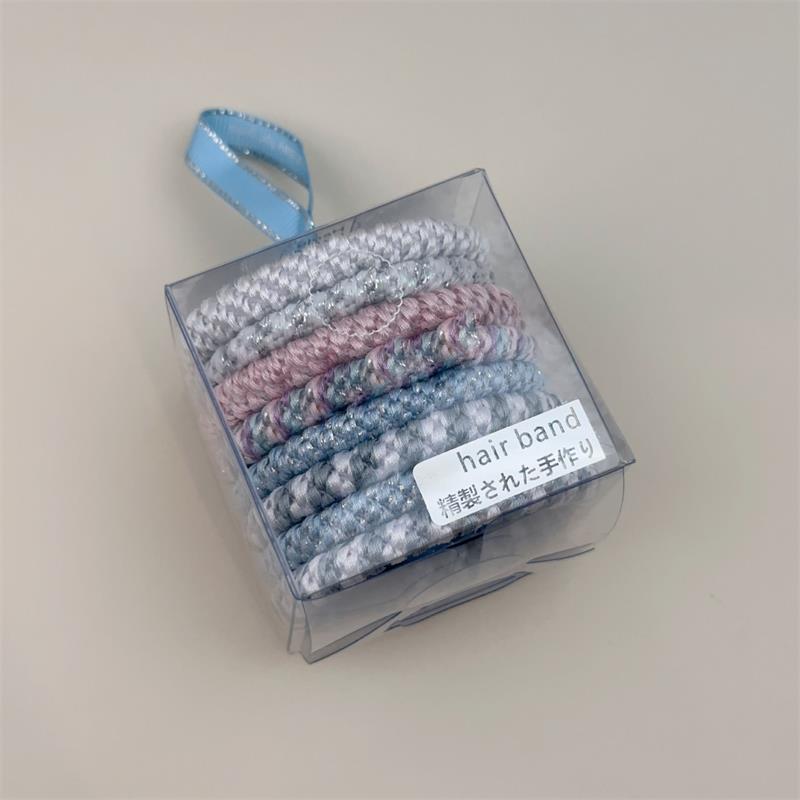8Pcs Hair Bands, Elastic Hair Ties, Hair Accessories for Girls, Cotton Bands Soft Woven Ponytail Holders for Thick Hair and Curly Hair
