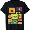 Y2K Psychedelic Art Tee All Seeing Eyes Vintage TV Geometric Color Block Surreal Abstract Graphic Ins Unisex Cotton Tshirt