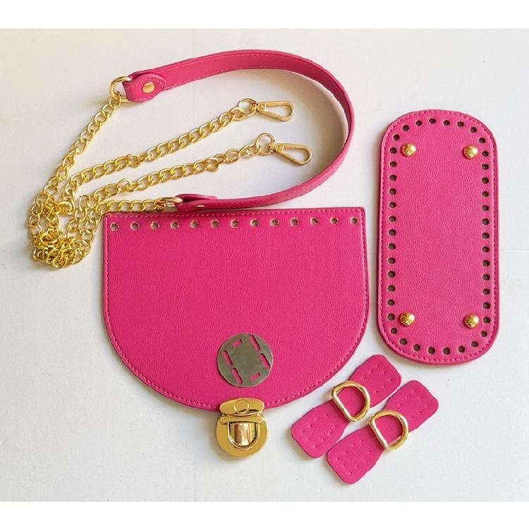 Leather Bag Making Kits DIY Leather Bag Knitting Set Shoulder Strap Top Zipper Lock for Crochet Handbag Shoulder Bags