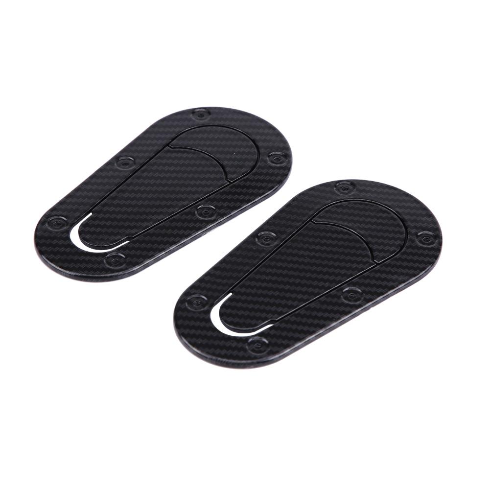 2Pcs Universal Car Bonnet Decorative Lock Sticker Auto Hood Decal Stickers (Black Carbon Fiber)