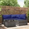 VidaXL 4-tlg. Garten-Lounge-Set mit Kissen Grau Poly Rattan