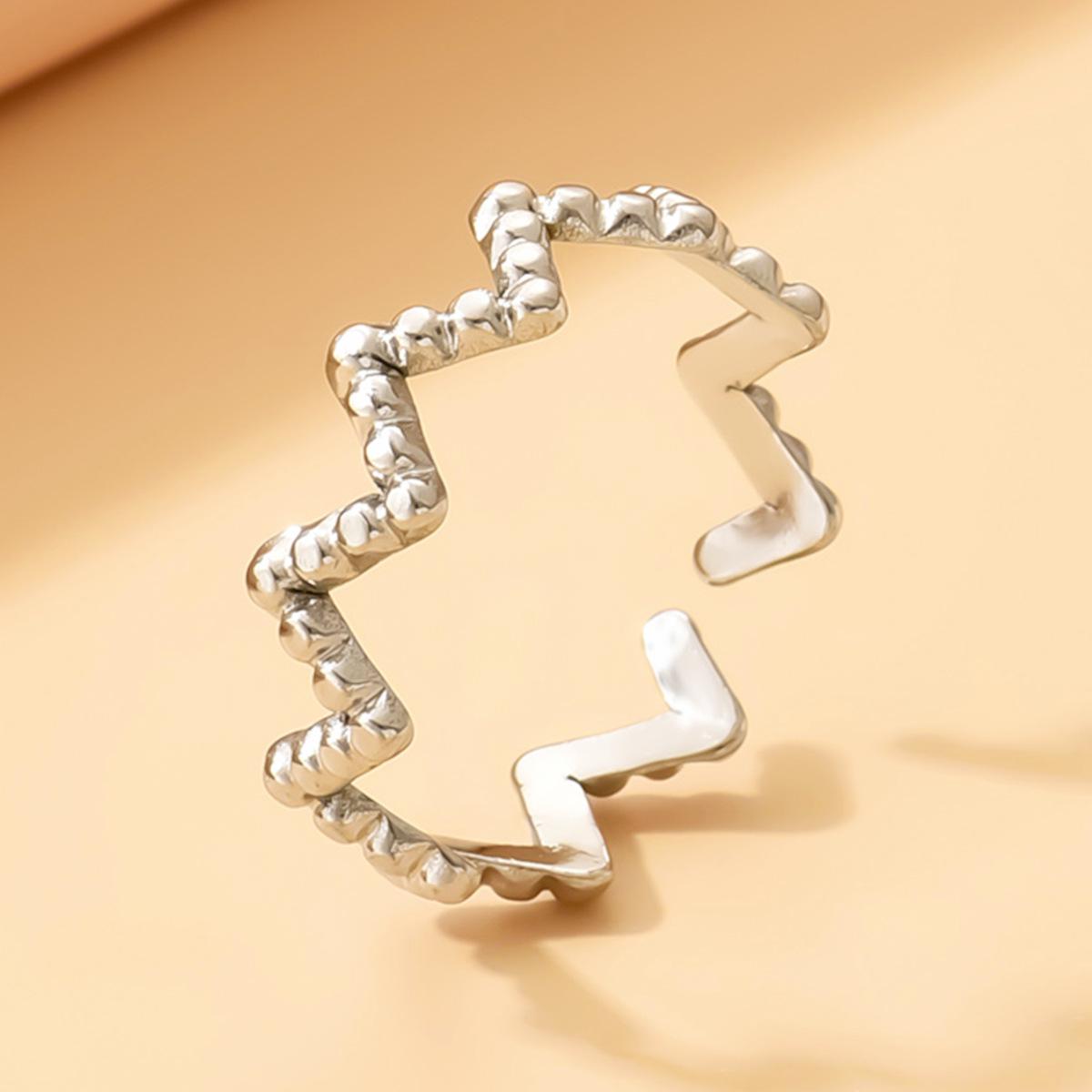 Middle Eastern Titanium Steel Retro Open Ring - Women s Simple EKG Stainless Steel Jewelry