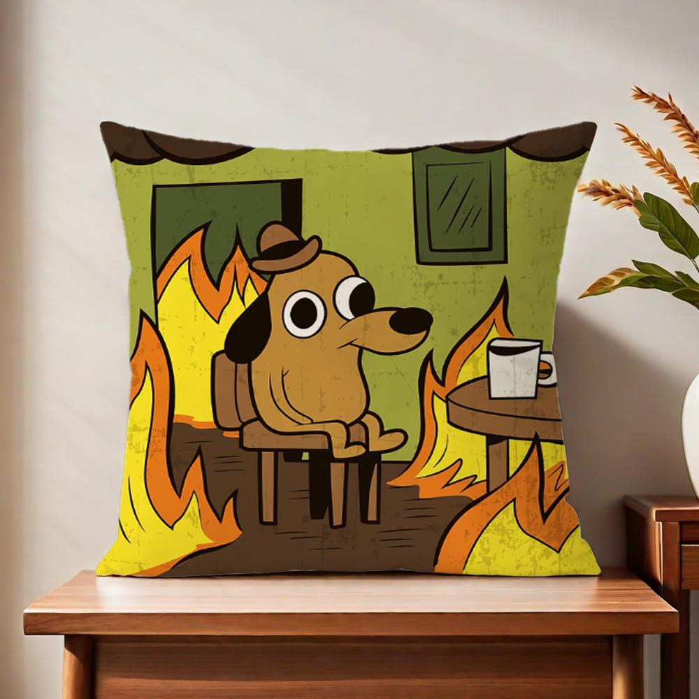 This Is F-Fine Meme Cushion Cover For Pillow Printing Sofa Decoration Home Car Room Coffee Shop Office Nordic Simplicity