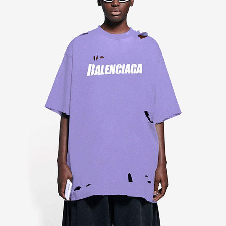 Balenciaga Boxy T Shirt 'Purple/White' 651795TKVB83078