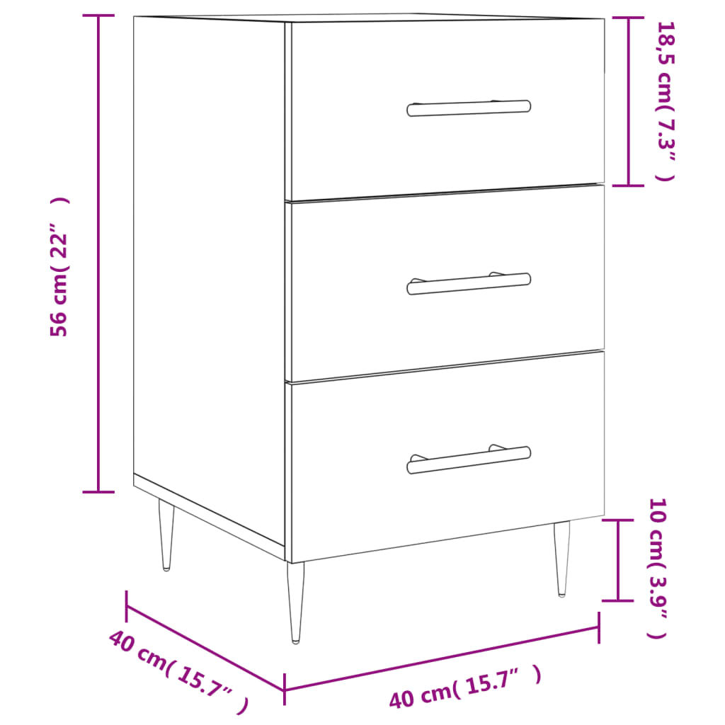 Nightstand Sonoma Oak 40x40x66 cm Particleboard