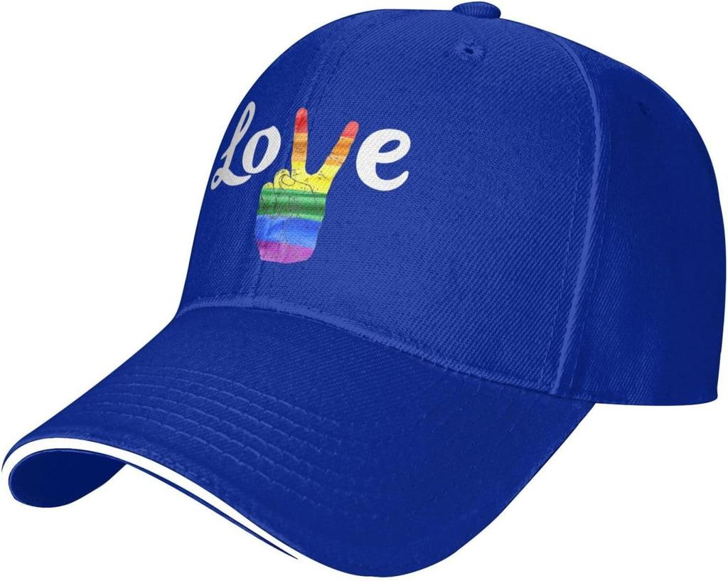 LGBT Pride Love Rainbow Peace Sign Baseball Cap Adjustable Polyester Casual Adult Hat