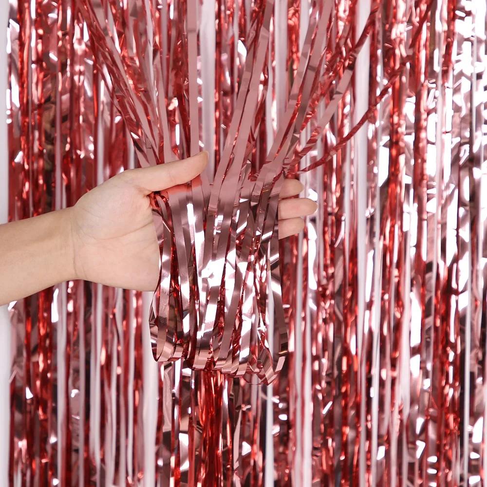 

1X2M Blue Metallic Foil Tinsel Fringe Curtain Backdrop Birthday Wedding Bachelorette Party Decoration Adult Anniversary 1m 3m