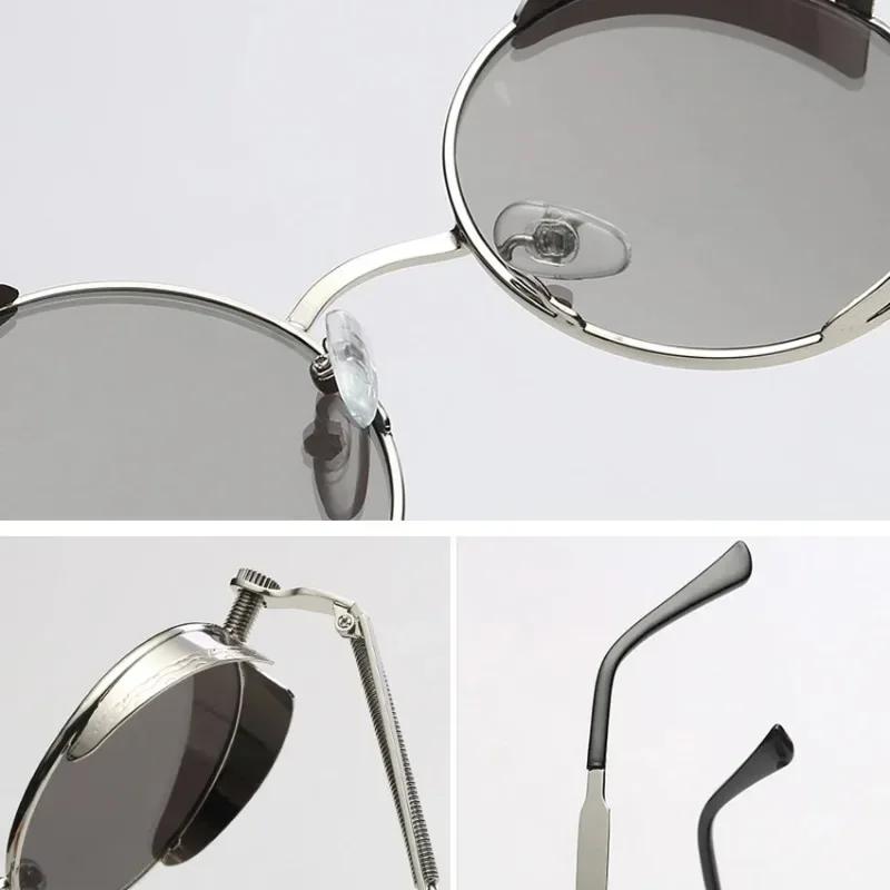 Personalized Steampunk Red Sunglasses Men Round Punk Alloy Metal Sunglasses Uv400 Goggles Gothic Style Shades Sunglases