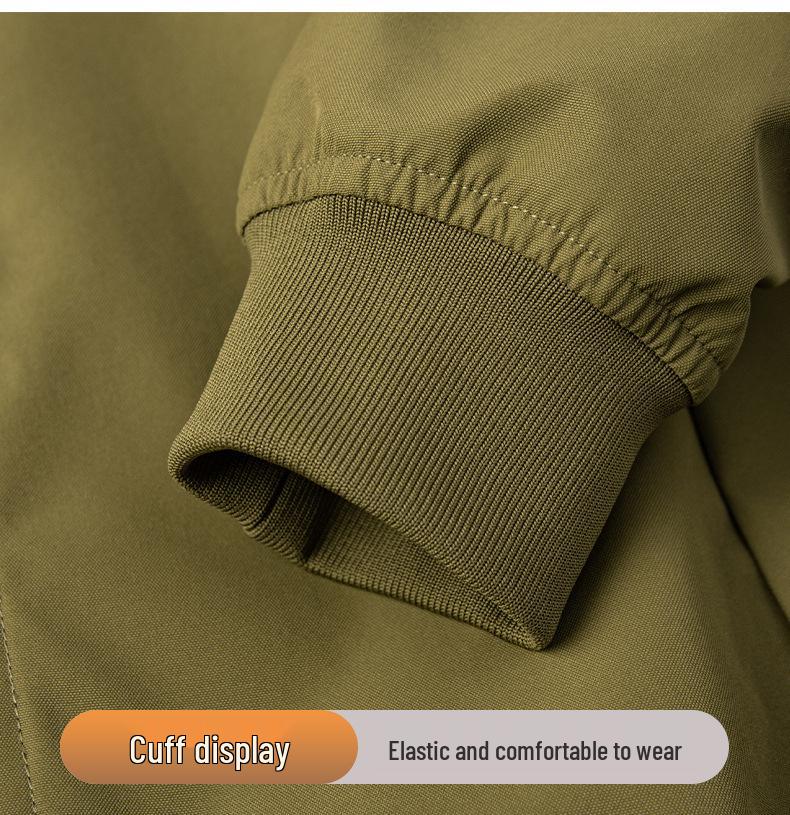 Men's Windproof Stand Collar Workwear Jacket - American Style, Three-Proof, Short, Loose Fit, for Spring & Autumn.