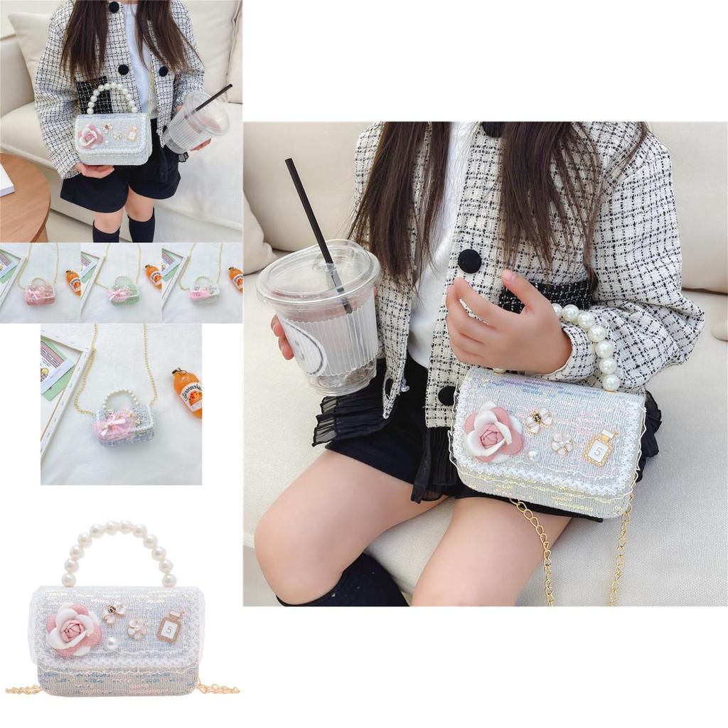 Charming Cartoon Princess Sequin Handbag Cute Mini Purse For Girls Pu Leather