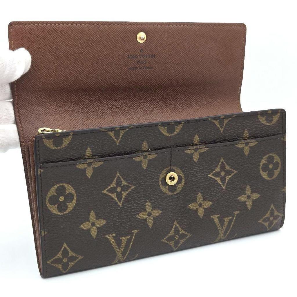 Used Louis Vuitton Pochette Portefeuille Credit Sarah Long Wallet Monogram Brown