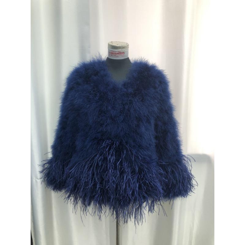 Ostrich fur turkey fur coat women's fur top short winter cotton winter