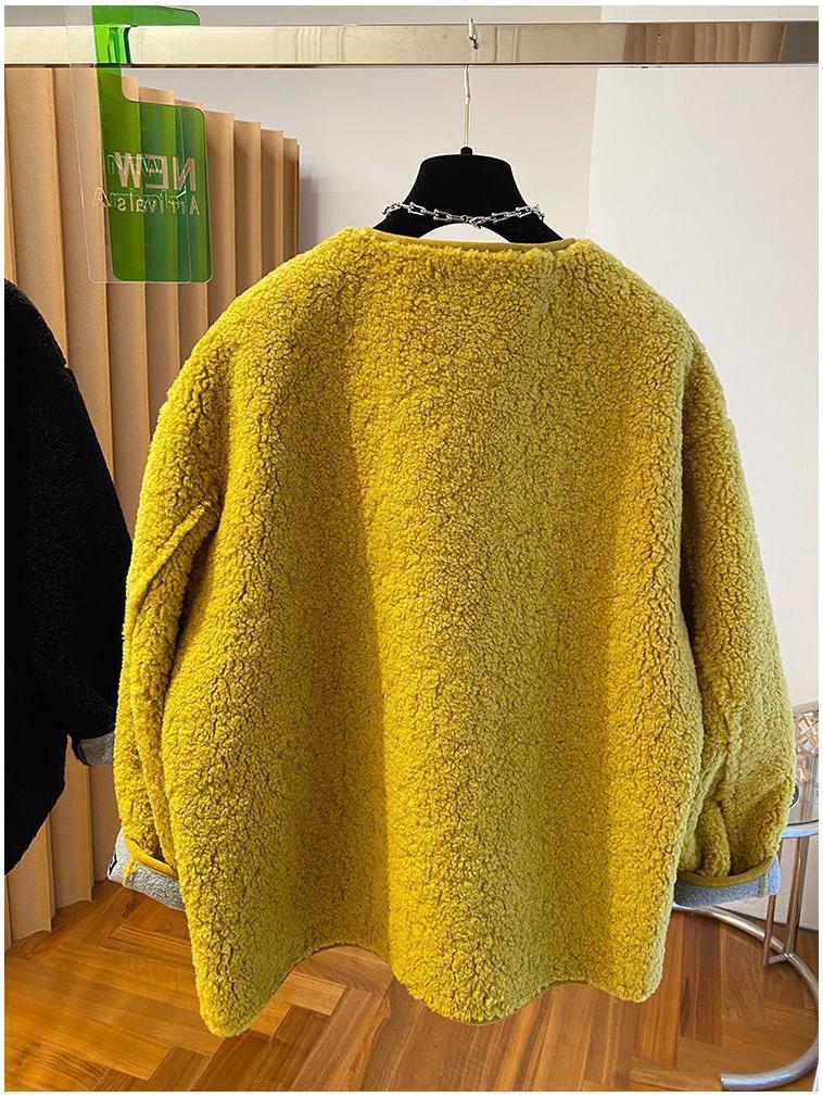 Palton de fleece Faux Lână de Miel pentru Femei Plus Size - Toamnă/Iarnă Larg, Casual, Top Îngroșat