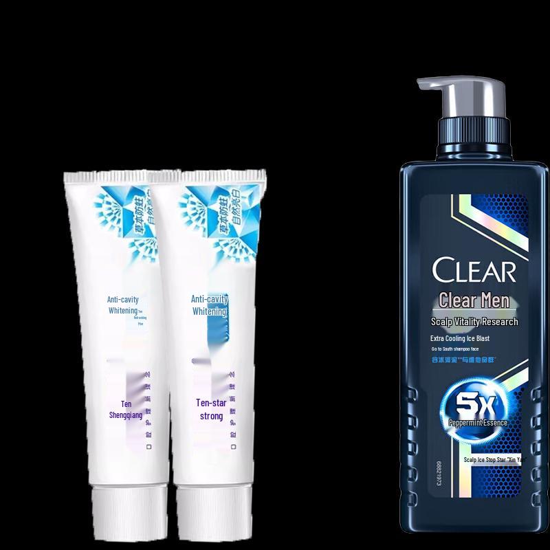 

Saky Anti-cavity Whitening Toothpaste & Clear Men s Anti-Dandruff Shampoo Bundle