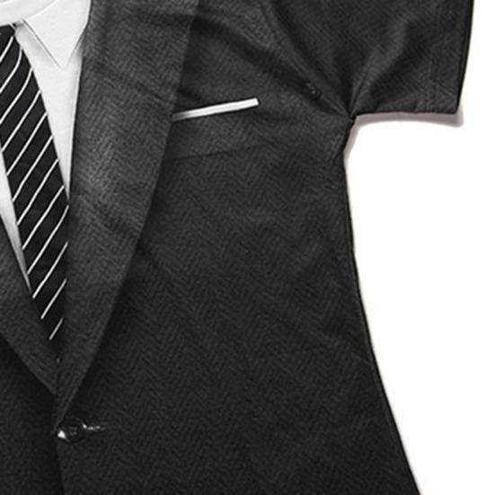 Maglietta da Uomo alla Moda con Stampa 3D di Cravatta per Abito, Manica Corta, Girocollo, Vestibilità Slim