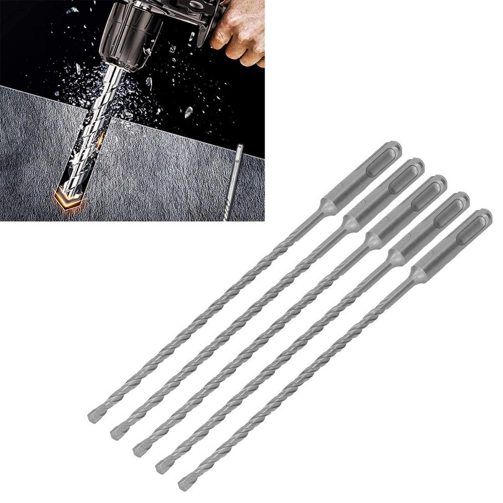 5pcs Carbide Tip Impact Drill Bits Double Flute Spiral Masonry Drill Bits  For Concrete