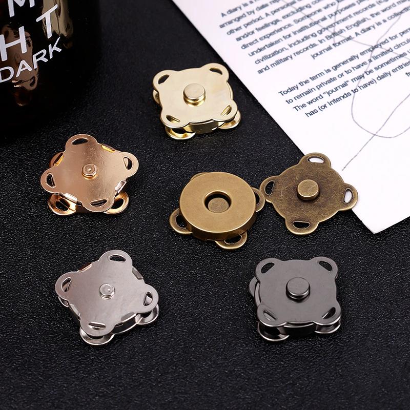 10Sets Magnetic Snap Button Metal Invisible Sew On Button Lock Clasps Fasteners for Purse Bags Clothes Craft DIY Accessories