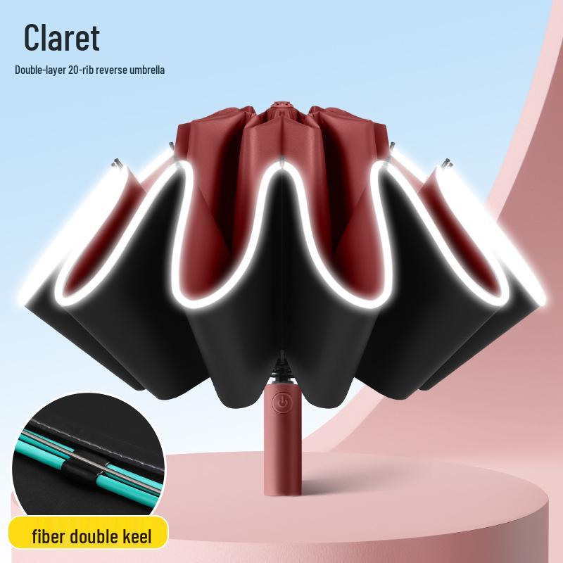 

Полностью автоматический зонт с 10 спицами, перевернутый - Ветро- и водонепроницаемый, защита от солнца, очень большой, для двоих, двойного назначения, с виниловым покрытием 23-inch, 10-Rib