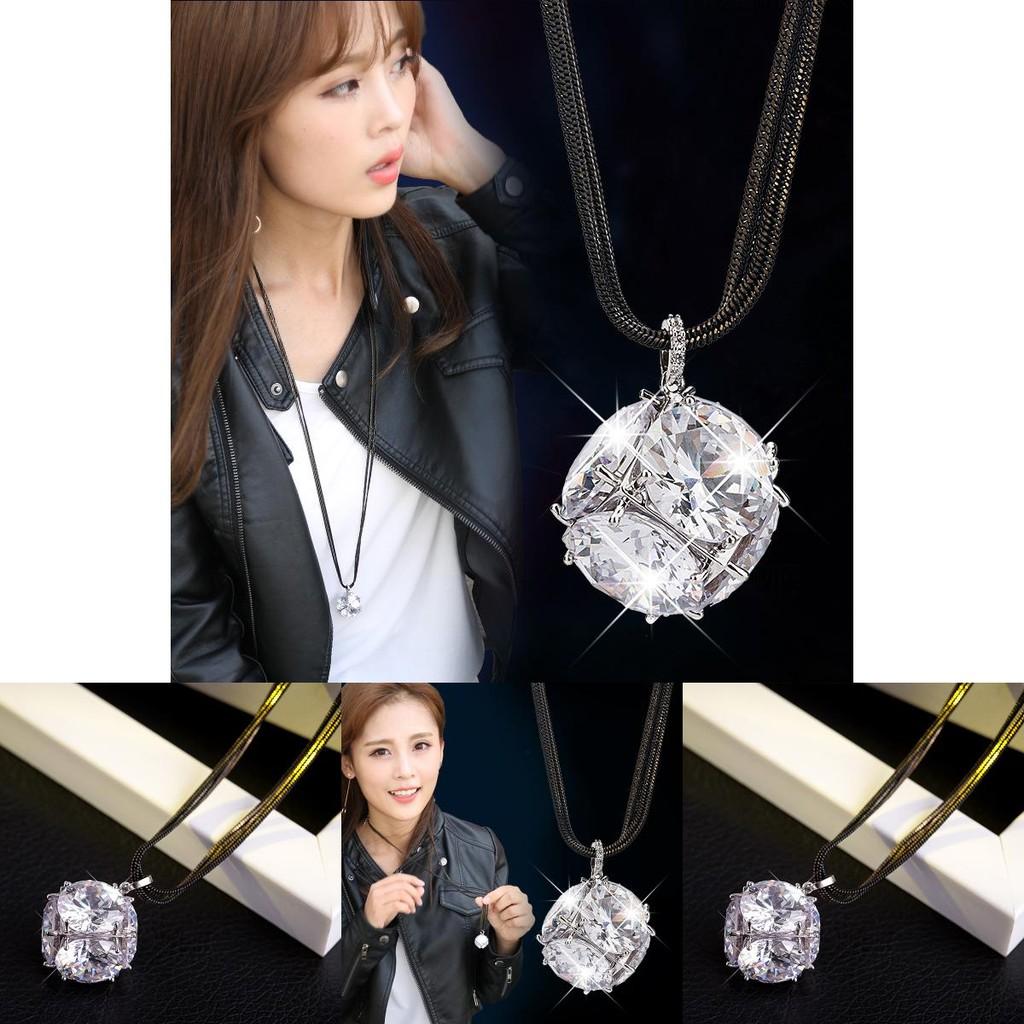 Long Alloy Versatile Sweater Necklace With Exquisite Crystal Detail Perfect Gifts For