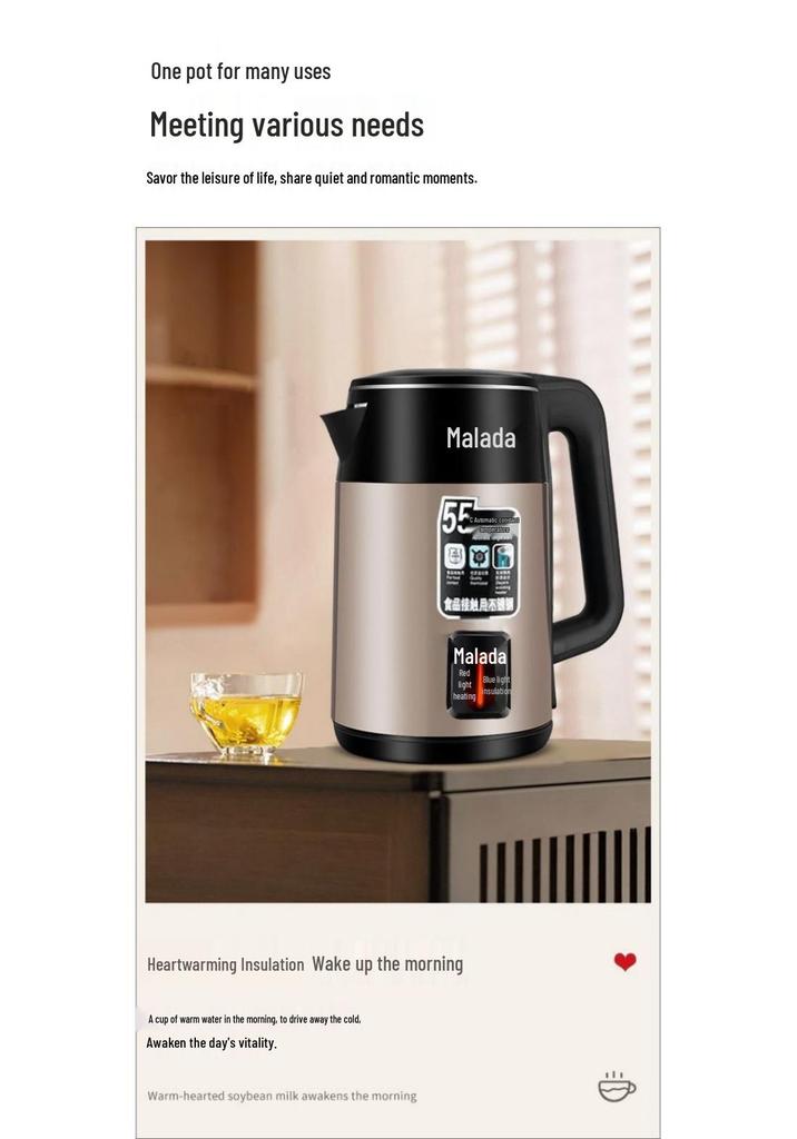 Wanlida Smart Electric Kettle, Stainless Steel, Large Capacity, Keep Warm, Constant Temperature.