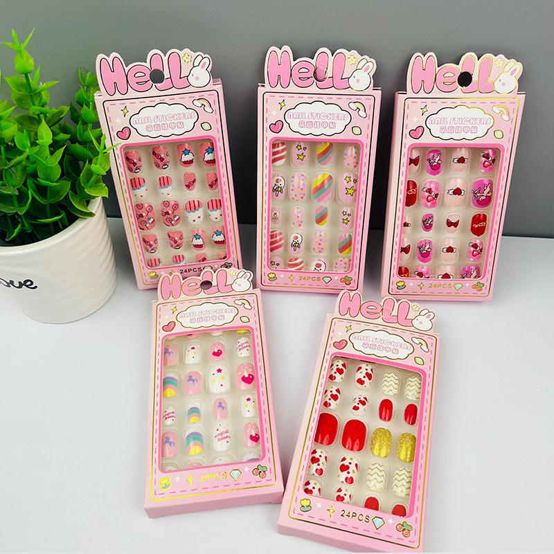 Children's Wearable Custom Nail Stickers - Cute European & American Jelly Glue Fingernail Tips