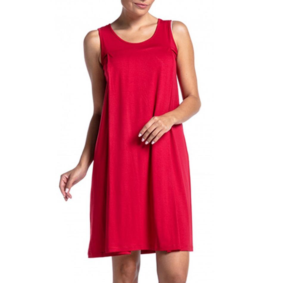 Women s Sleeveless Round Neck Maternity Nursing Dress Loose A Line Midi Pregnancy Nightgown S красный