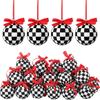 12pcs 6cm Xmas Tree Balls with Bow Christmas  Baubles Decorations Lattice Christmas Ball  New Year