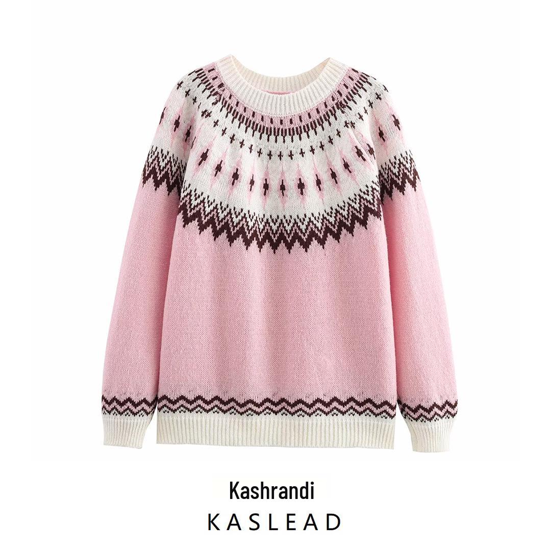 

2024 Winter Women s Fashion: European and American Simple Sweet Thick Knit Pullover Sweater Large