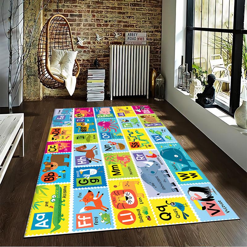 Animal Alphabet Kids Carpet suitable as a non-slip mat for the living room or bedroom sofa