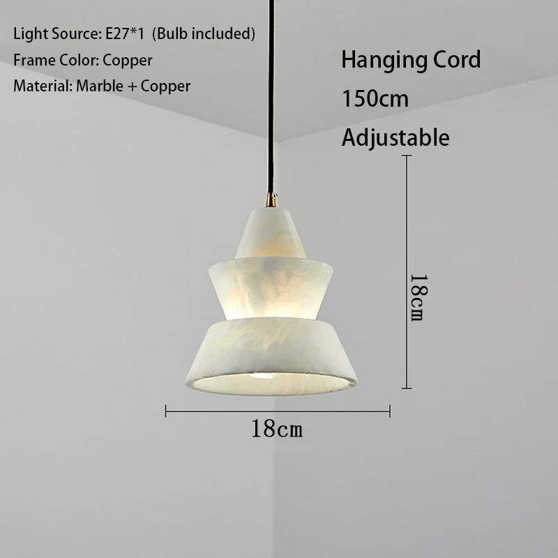 Natural marble restaurant pendant light ceiling light room decoration high-end snowflake stone all copper home hanging  fixtures