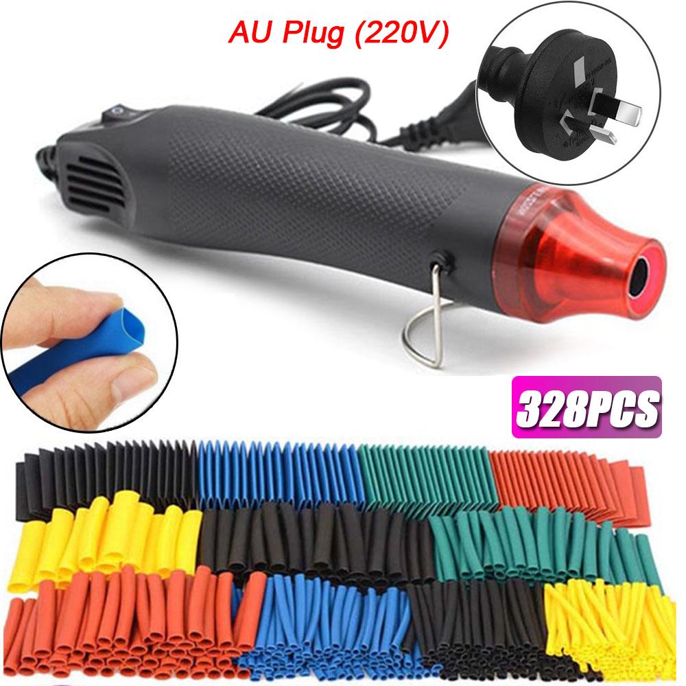Heat Shrink Tubing 328pcs Wire Wrap Cable Sleeve Assortment Ratio 2:1 Electric Insulation Tube with Hot Air Gun 300W Heater