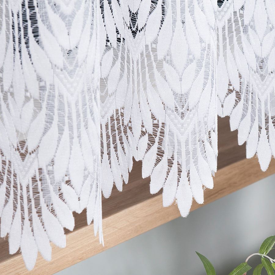 Felicja Ready-made Jacquard Curtain White With Pattern Bottom 300X160