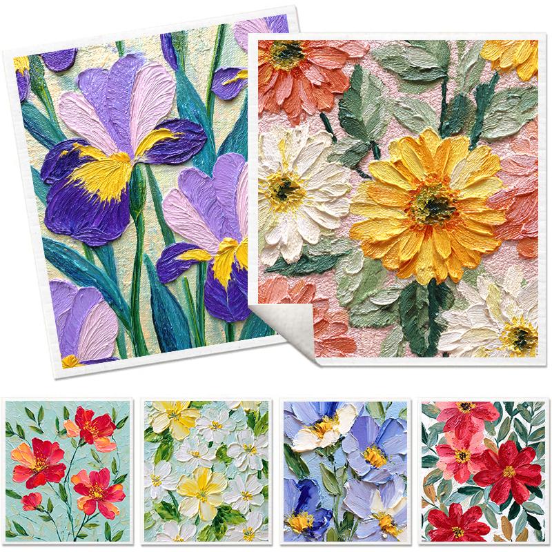 6PCS Patterned Swedish Dishcloths Biodegradable Eco-Friendly Dish Towels Reusable Absorbent Kitchen Washable Cleaning Cloths