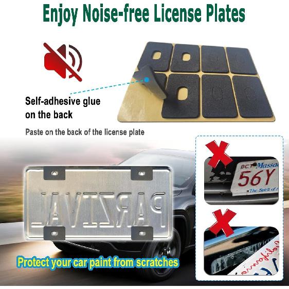 BGMVFK Black Carbon Fiber License Plate Frame- Rust Proof Aluminum Slim Car Tag Holder, Heavy Duty Plate Mount Kit- Screws, Caps Cover, Rattle Proof